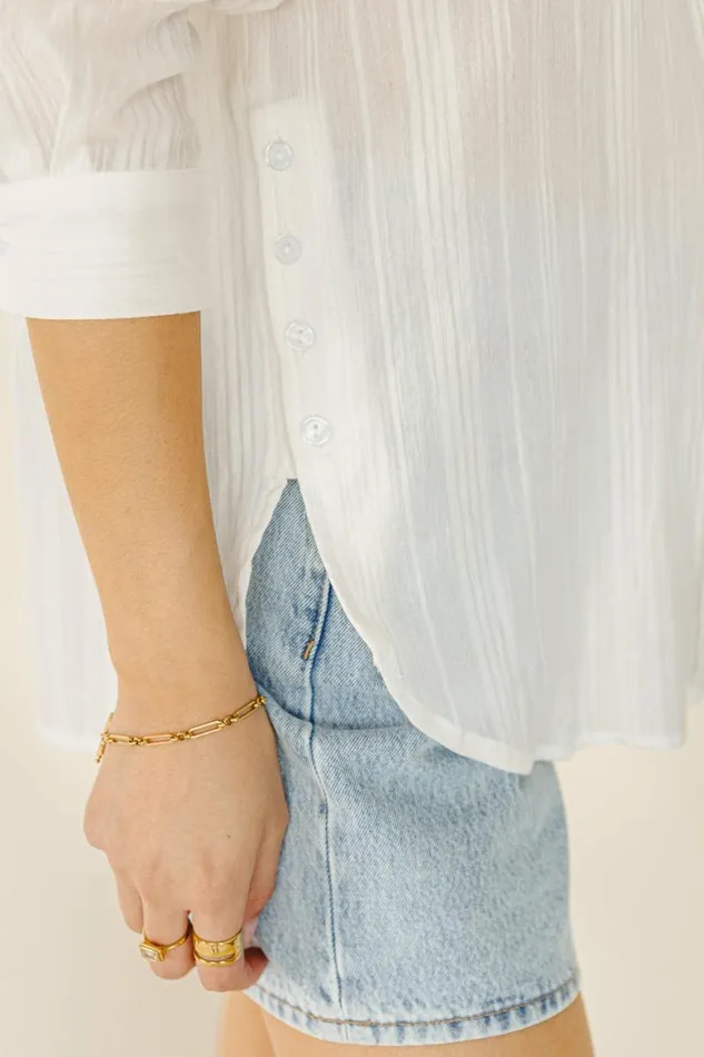 Cameron Button Up 8211 FINAL SALE Off White Women Bohme Tops