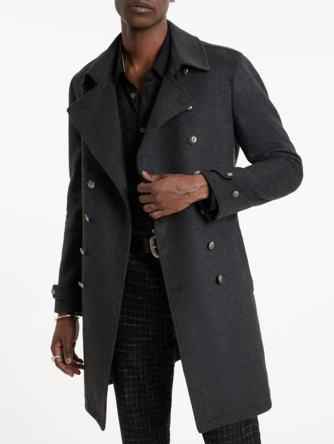 CANAL TRENCH COAT Dk Steel Htr Clothing John Varvatos Coats And Jackets