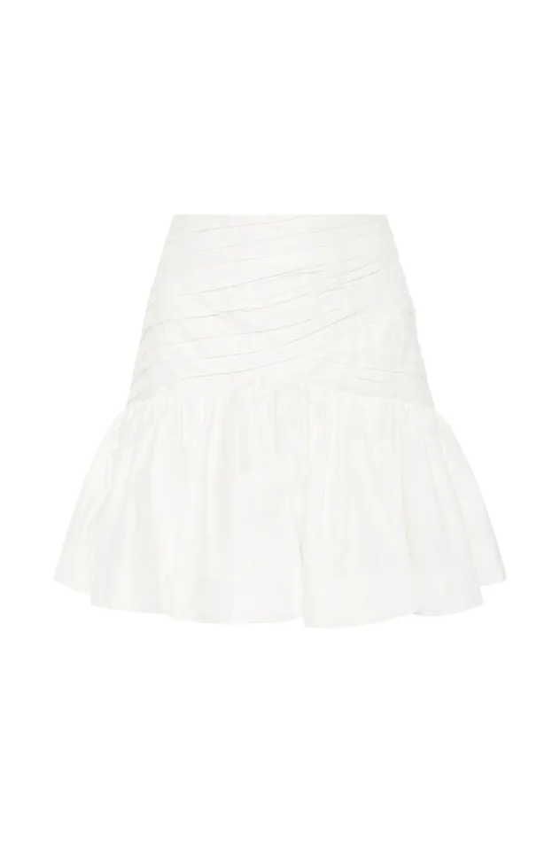 Carrie Ruched Mini Skirt Ivory Women Aje Skirts