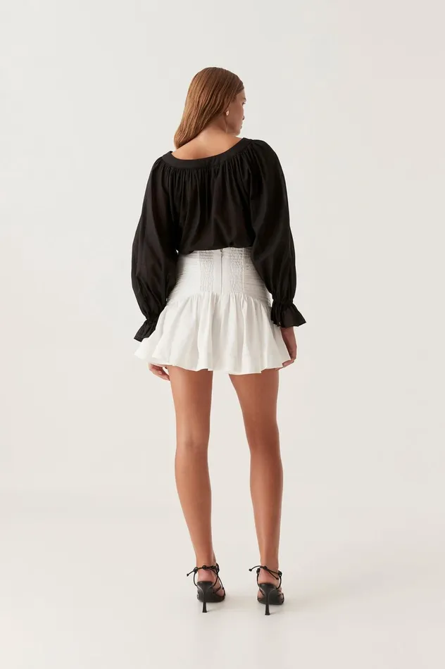 Carrie Ruched Mini Skirt Ivory Women Aje Skirts