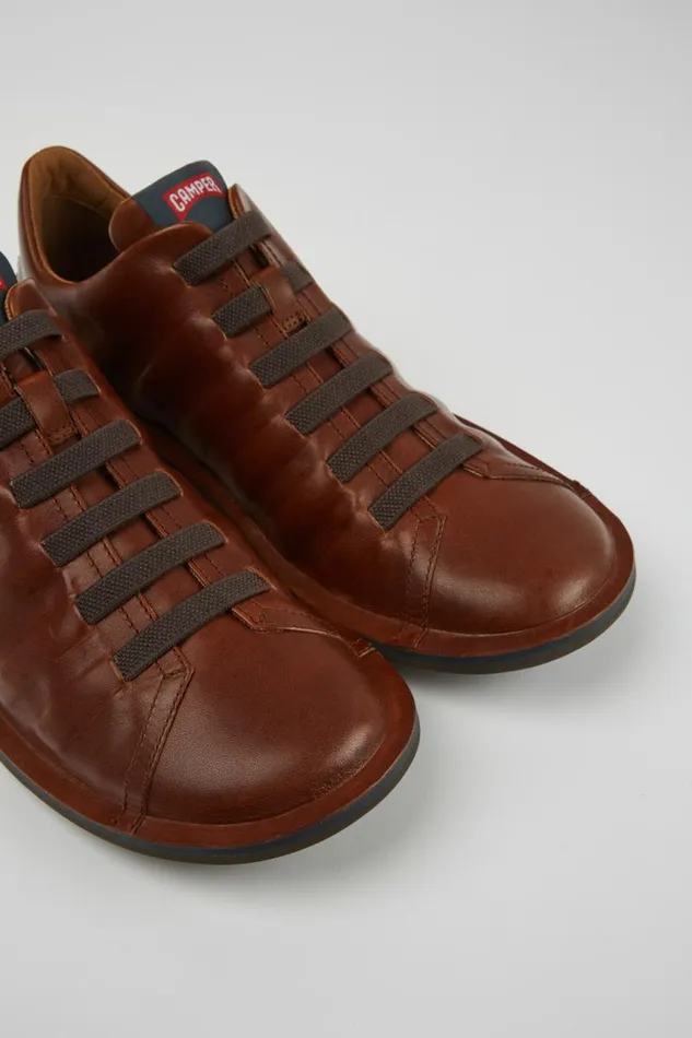 Casual Shoes Men Camper Beetle Brown Leather Shoes