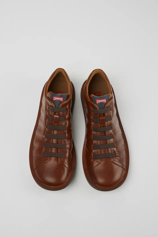 Casual Shoes Men Camper Beetle Brown Leather Shoes