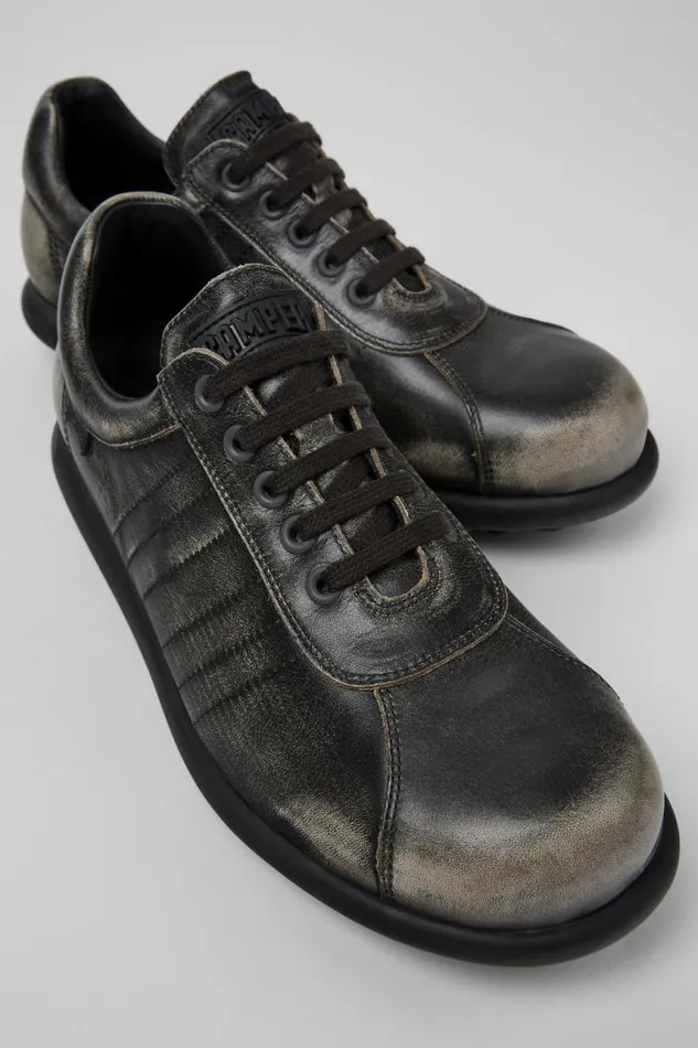 Casual Shoes Men Camper Pelotas Gray Leather Shoes