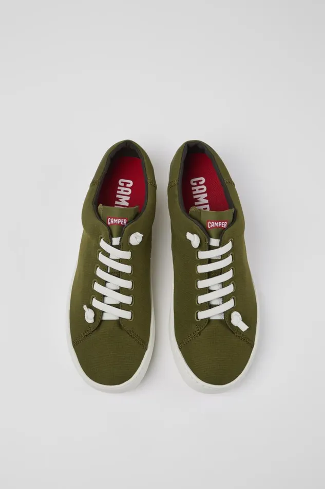 Casual Shoes Men Camper Peu Touring Green Textile Sneaker
