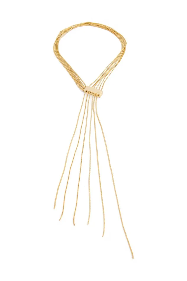 Chevron Drop Chain Necklace Gold Women Aje Jewelry