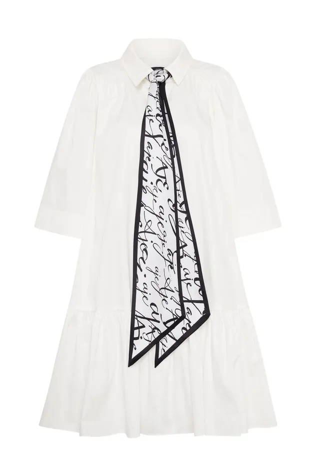 Chloe Scarf Mini Dress Ivoryblack Women Aje Hats 038 Scarves