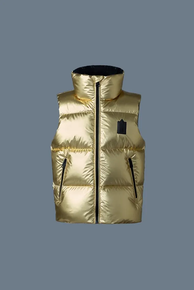 Coats and Jackets Kids Mackage CHARLEETM Metallic Light Down Puffer Vest For Toddlers 26 Years Gold