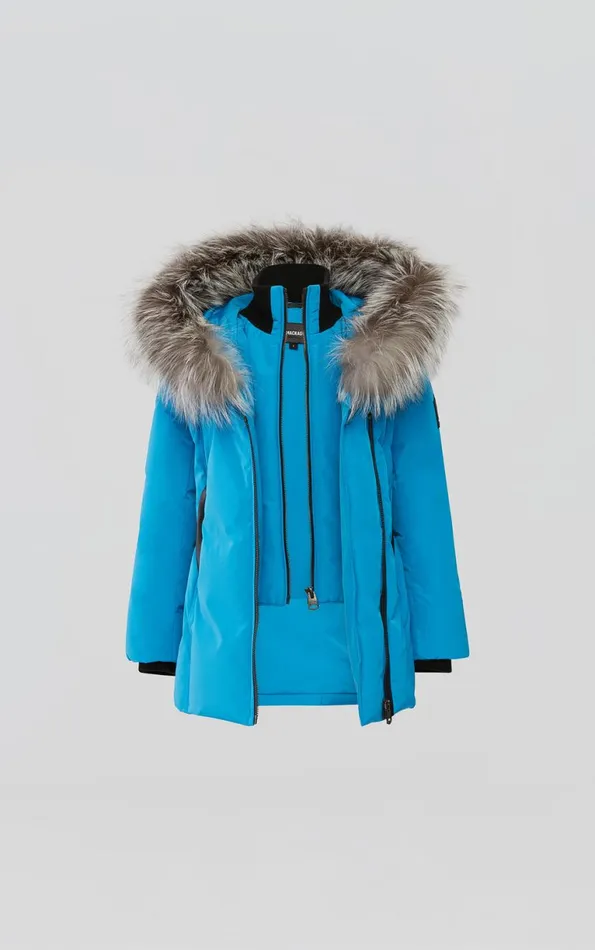 Coats and Jackets Kids Mackage LEELEE Down Coat With Removable Silver Fox Signature Mackage Collar For Kids 814 Years Petal