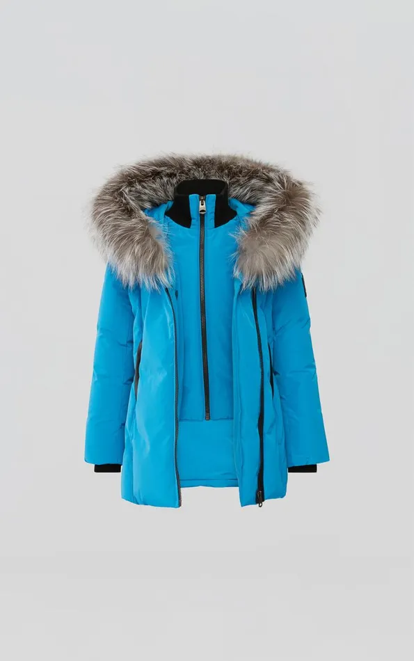 Coats and Jackets Kids Mackage LEELEE Down Coat With Removable Silver Fox Signature Mackage Collar For Kids 814 Years Petal