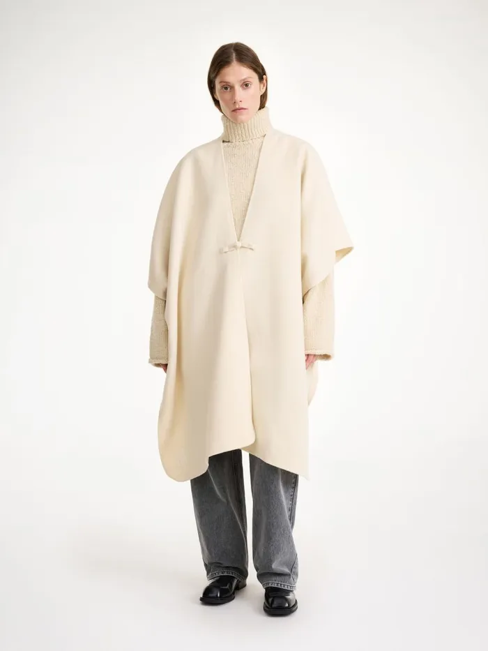 Coats and Jackets Women By Malene Birger Robertas Wool Cape Pearl