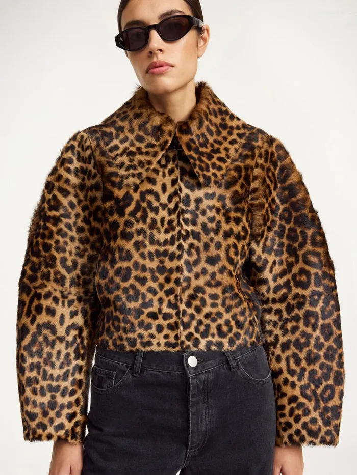 Coats and Jackets Women By Malene Birger Rowani Lamb Leather Jacket Leopard