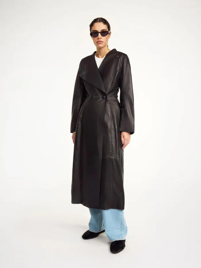 Coats and Jackets Women By Malene Birger Sirrena Leather Coat Black