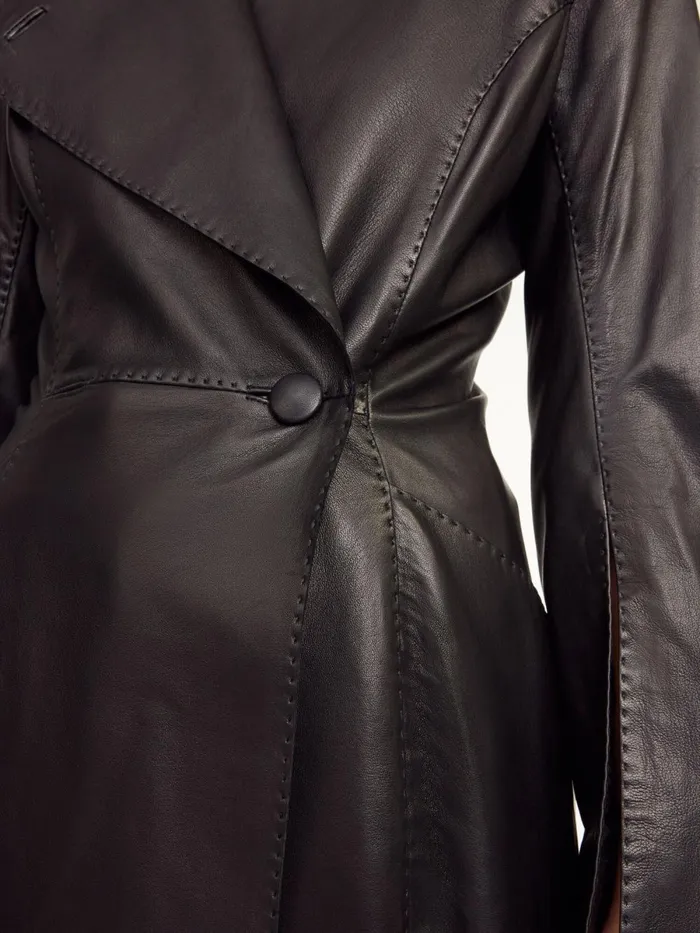 Coats and Jackets Women By Malene Birger Sirrena Leather Coat Black Coats and Jackets Women By Malene Birger Sirrena Leather Coat Black