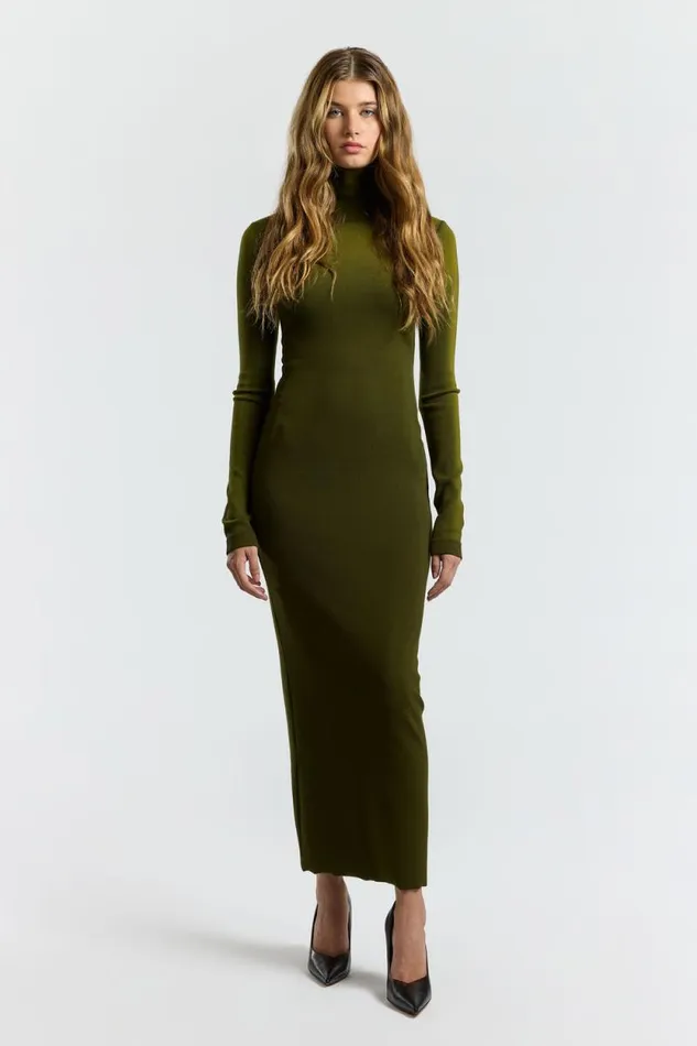 COTTON CITIZEN DRESSES Verona Turtleneck Maxi Dress Pine Cast 8211 Women