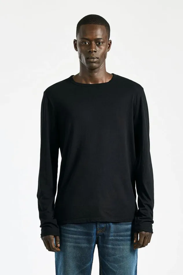 COTTON CITIZEN SHIRTS Classic Crew Long Sleeve Shirt Jet Black 8211 Men