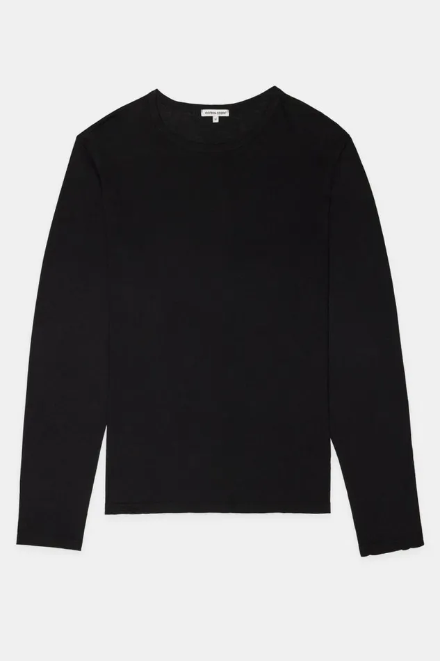 COTTON CITIZEN SHIRTS Classic Crew Long Sleeve Shirt Jet Black 8211 Men