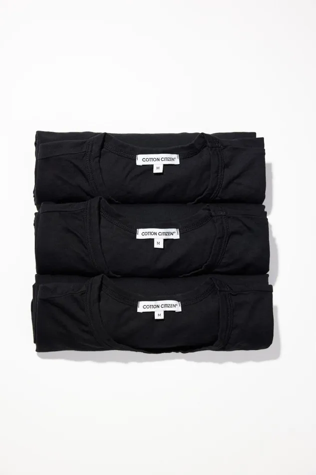 COTTON CITIZEN TEES Classic Crewneck Tee 3Pack Jet Black 8211 Men
