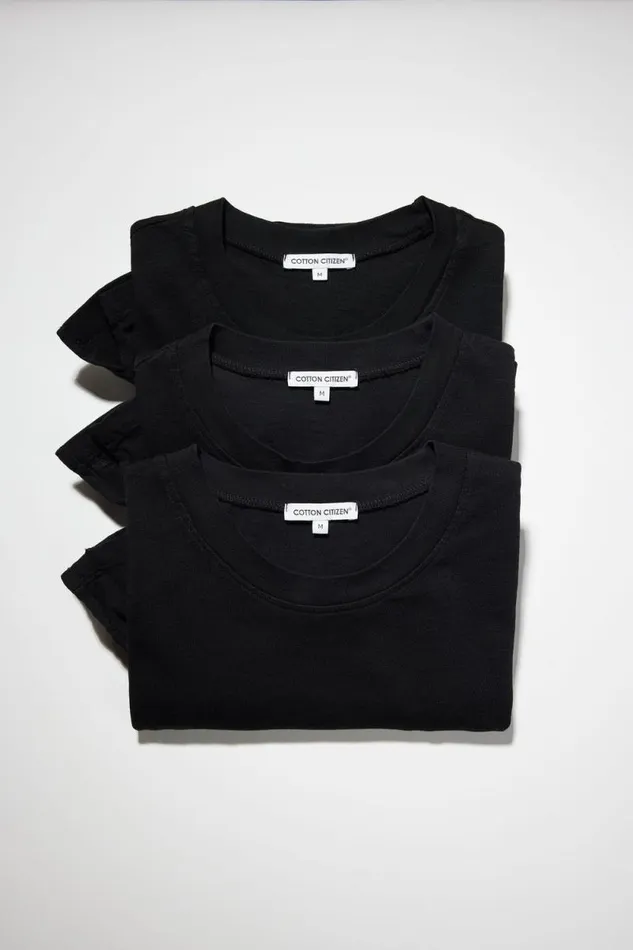COTTON CITIZEN TEES Presley Tee 3Pack Jet Black 8211 Men