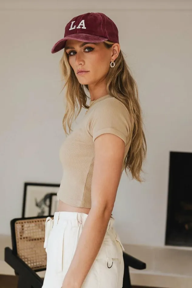 Dani Waffle Knit Crop Top In Taupe Taupe Women Bohme Tops