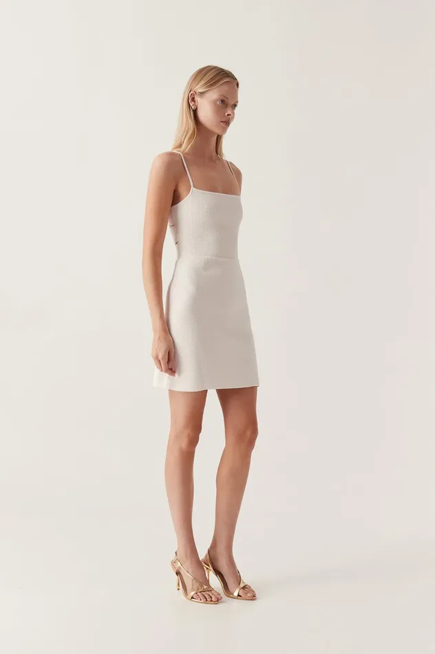 Danica Tie Back Mini Dress Ivory Women Aje White Dresses
