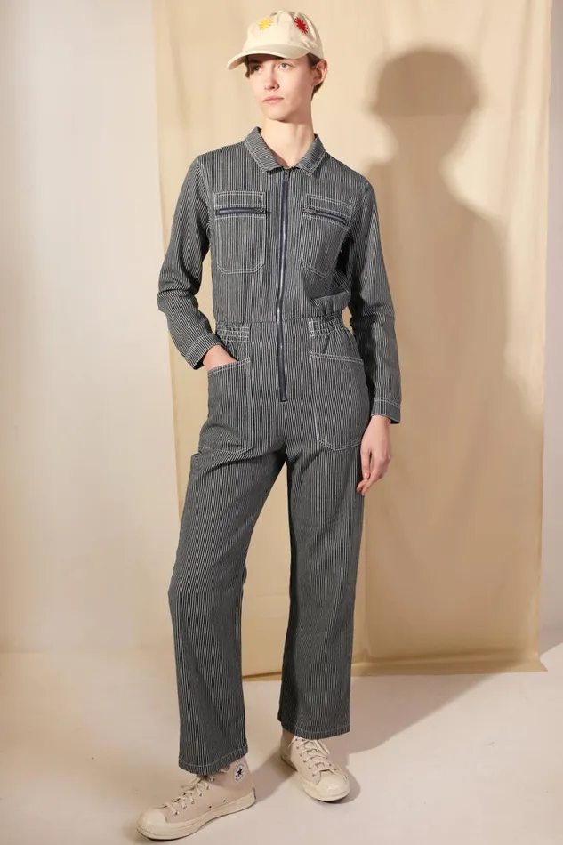 Danny Longsleeve Boilersuit Indigo Stripe Womens LF Markey One Pieces