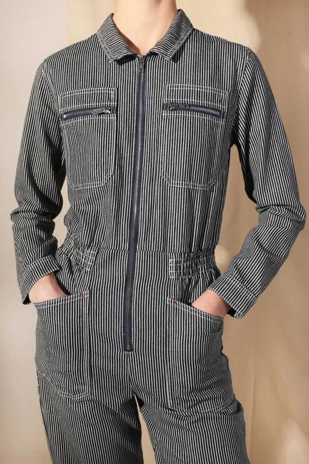 Danny Longsleeve Boilersuit Indigo Stripe Womens LF Markey One Pieces