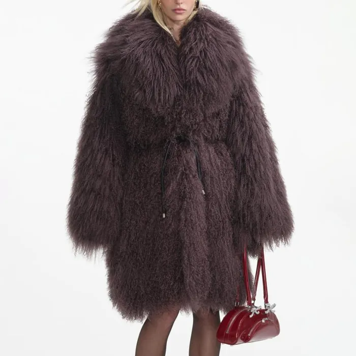Dark Brown Shearling Coat Women Self Portrait Outerwear Dark Brown Shearling Coat Women Self Portrait Outerwear