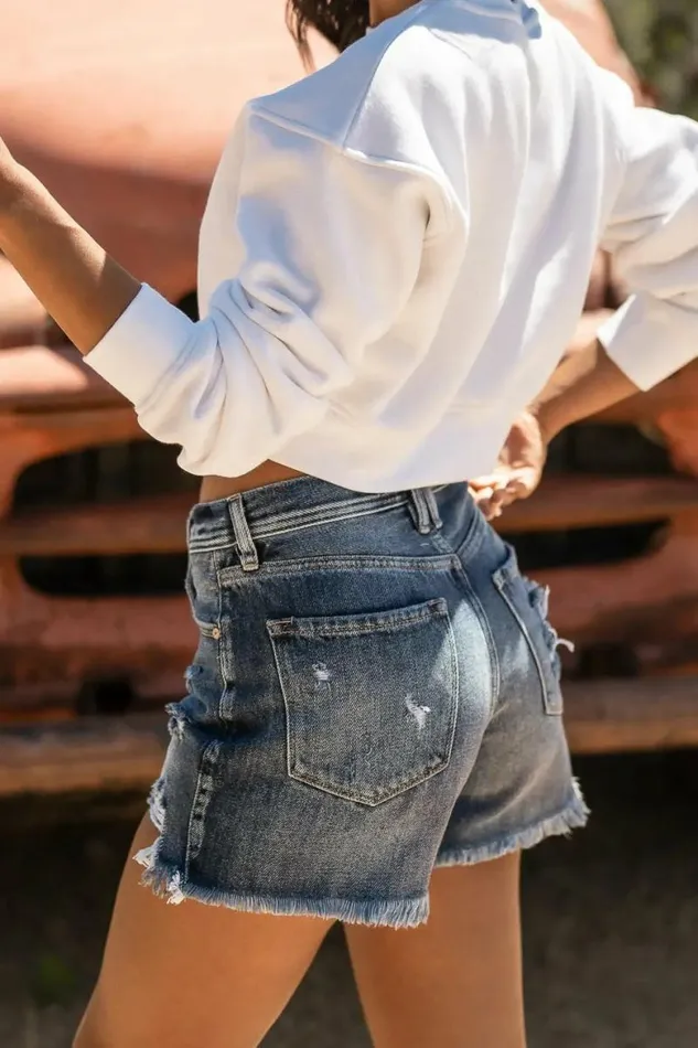 Dean Distressed Shorts 8211 FINAL SALE Medium Wash Women Bohme Shorts