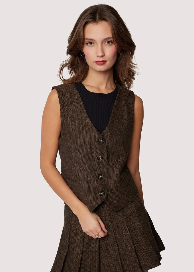 Delfina Vest Brownmulti Women Lost Wander Tops