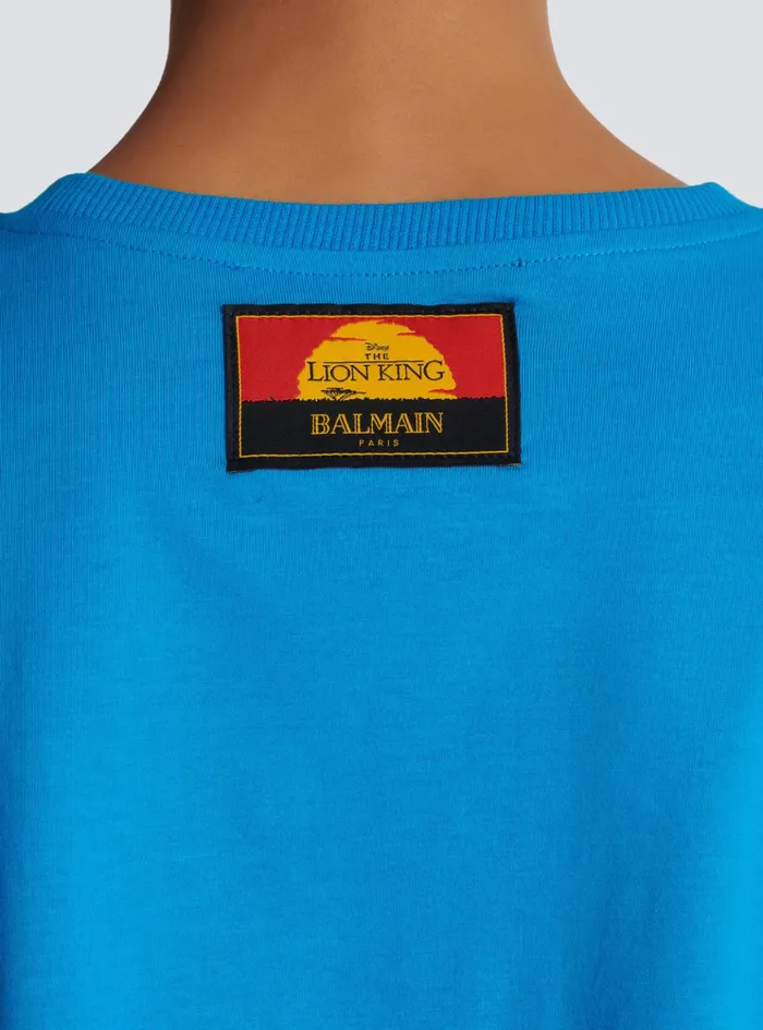 Disney X The Lion King 8211 Cropped Tshirt With Cassius Khumalo Print Blue Women Balmain TShirts