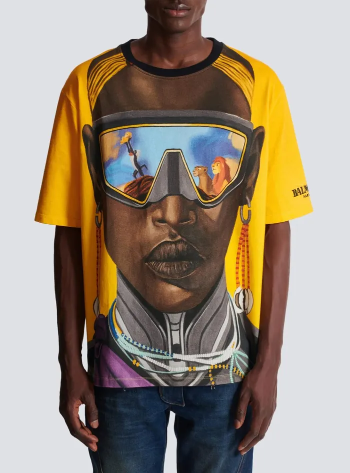 Disney X The Lion King 8211 Relaxed Tshirt With Nika Mtwana Print Multicolor Men Balmain TShirts