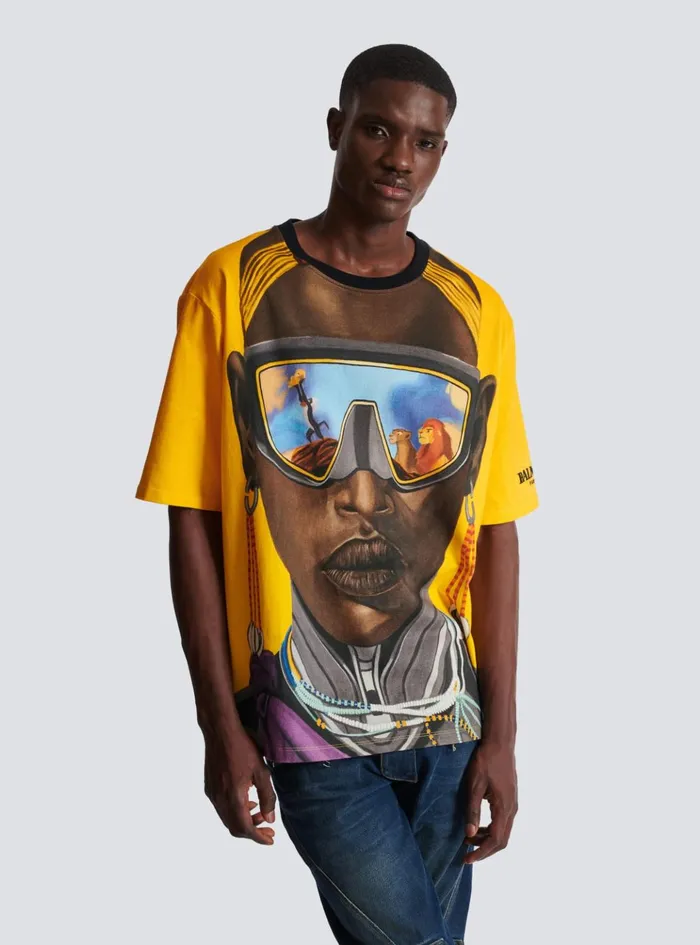 Disney X The Lion King 8211 Relaxed Tshirt With Nika Mtwana Print Multicolor Men Balmain TShirts