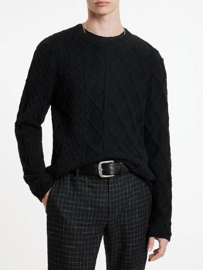 DOTEL CREWNECK SWEATER Black Clothing John Varvatos Sweaters