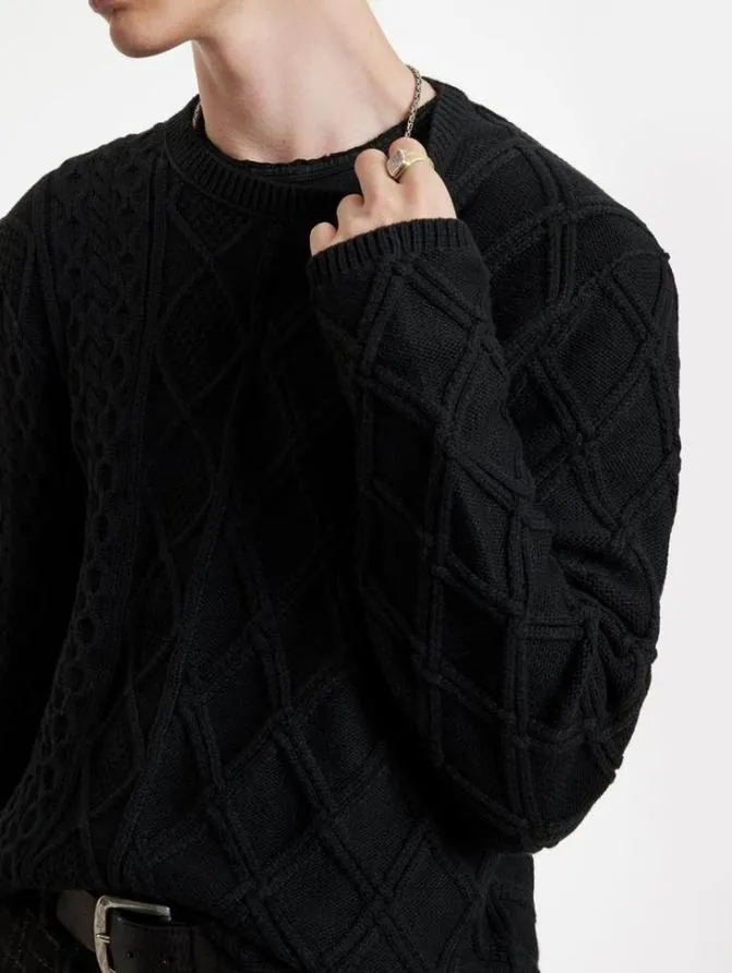DOTEL CREWNECK SWEATER Black Clothing John Varvatos Sweaters