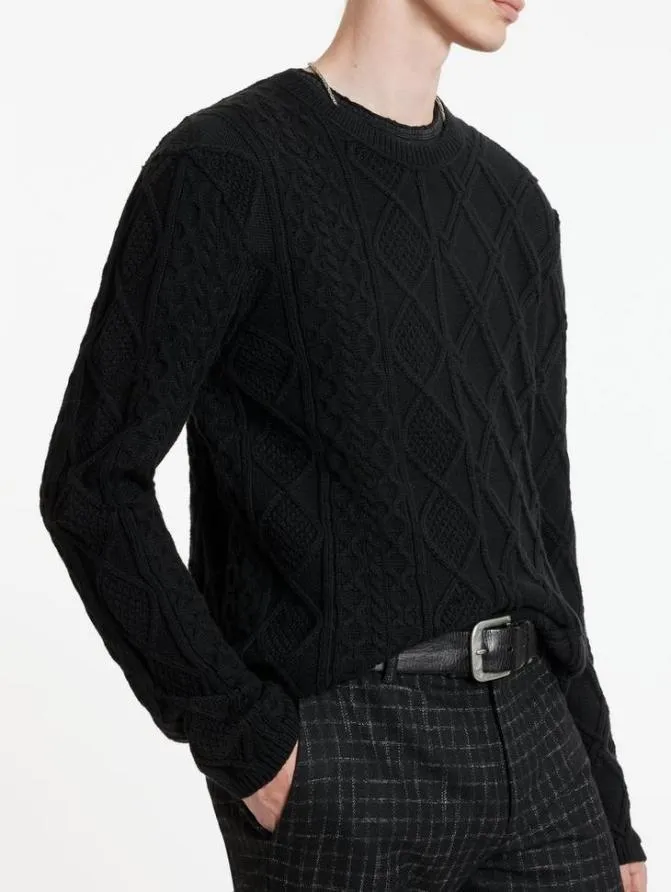 DOTEL CREWNECK SWEATER Black Clothing John Varvatos Sweaters
