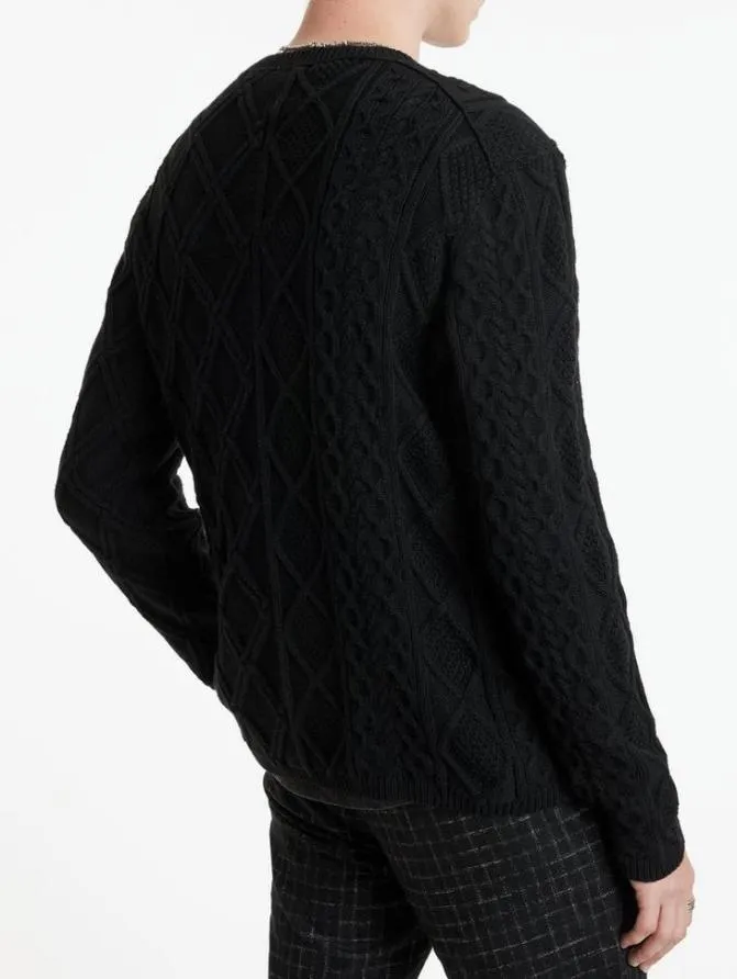 DOTEL CREWNECK SWEATER Black Clothing John Varvatos Sweaters