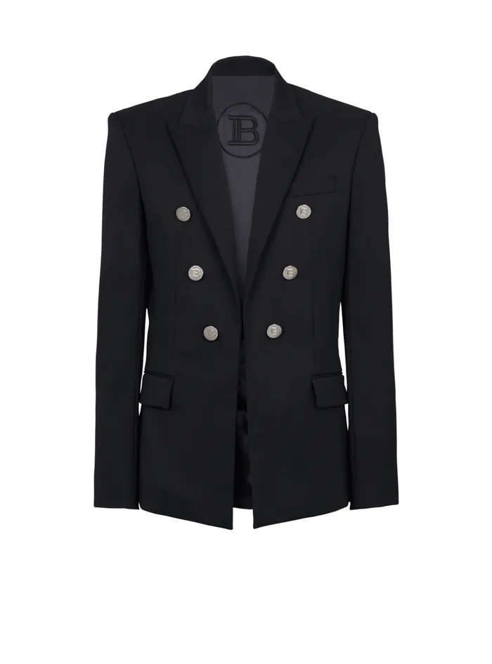 Doublebreasted Wool Blazer Black Men Balmain Jackets And Blazers