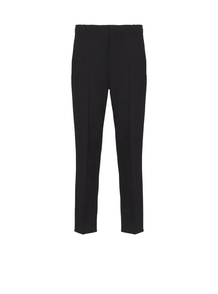 Double Wool Crepe Trousers Black Men Balmain Trousers And Shorts