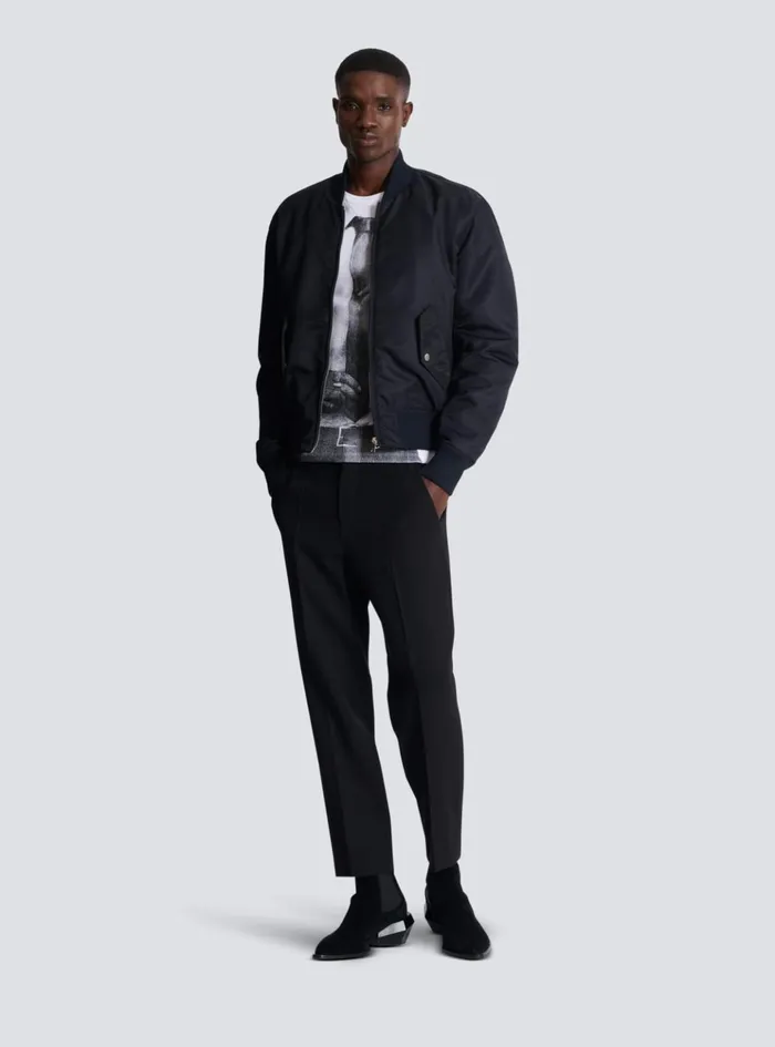 Double Wool Crepe Trousers Black Men Balmain Trousers And Shorts