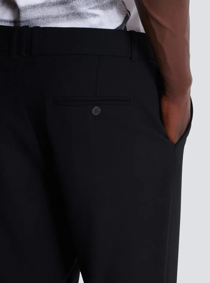 Double Wool Crepe Trousers Black Men Balmain Trousers And Shorts