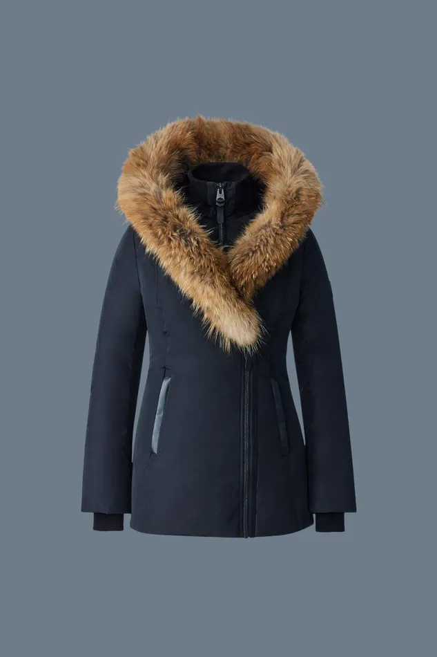 Downs and Jackets Women Mackage ADALI Down Coat With Natural Fur Signature Mackage Collar Black