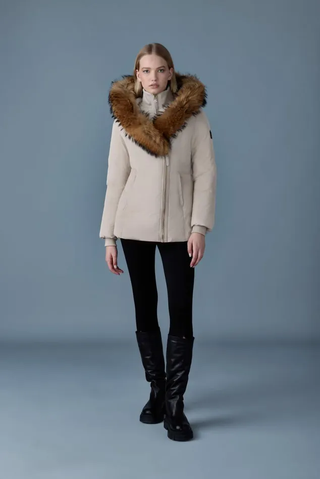 Downs and Jackets Women Mackage ADALI Down Coat With Natural Fur Signature Mackage Collar Black