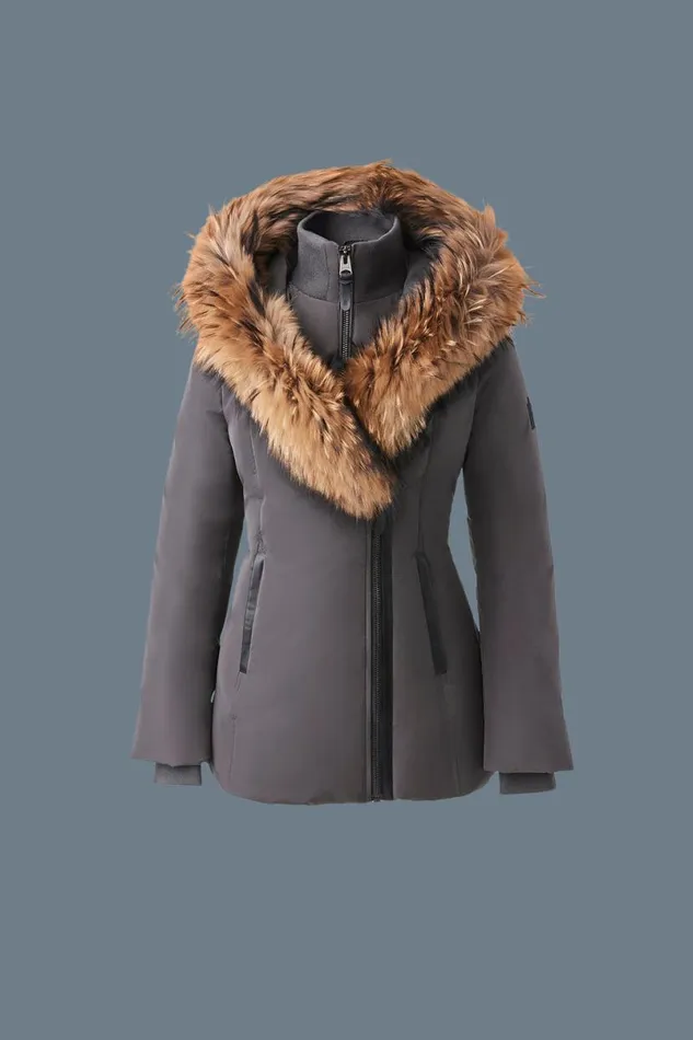 Downs and Jackets Women Mackage ADALI Down Coat With Natural Fur Signature Mackage Collar Black