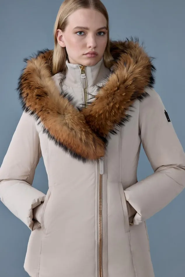 Downs and Jackets Women Mackage ADALI Down Coat With Natural Fur Signature Mackage Collar Black