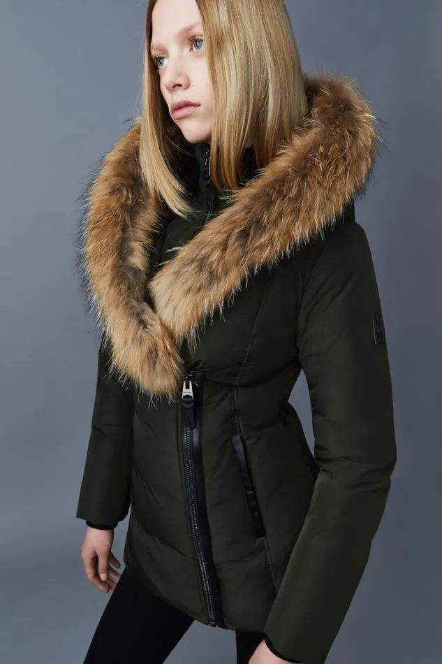 Downs and Jackets Women Mackage ADALI Down Coat With Natural Fur Signature Mackage Collar Black