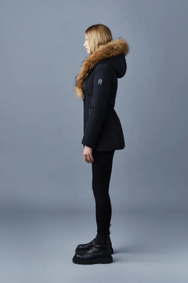 Downs and Jackets Women Mackage ADALI Down Coat With Natural Fur Signature Mackage Collar Black