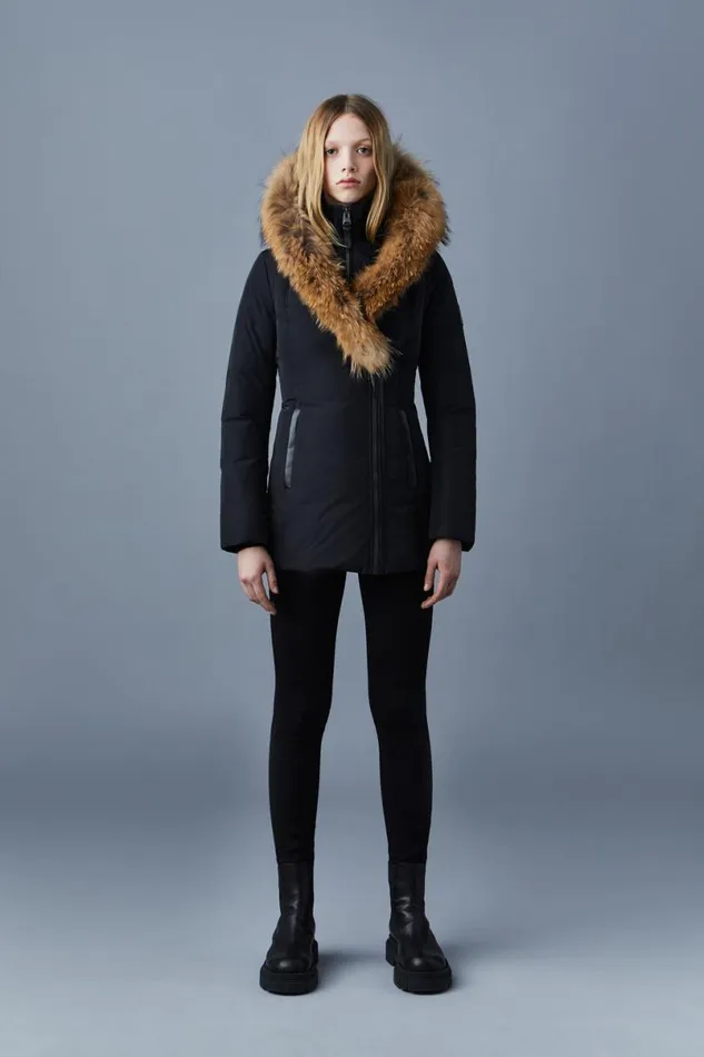 Downs and Jackets Women Mackage ADALI Down Coat With Natural Fur Signature Mackage Collar Black