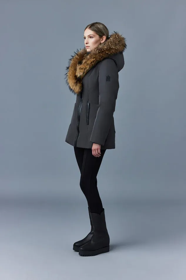 Downs and Jackets Women Mackage ADALI Down Coat With Natural Fur Signature Mackage Collar Black