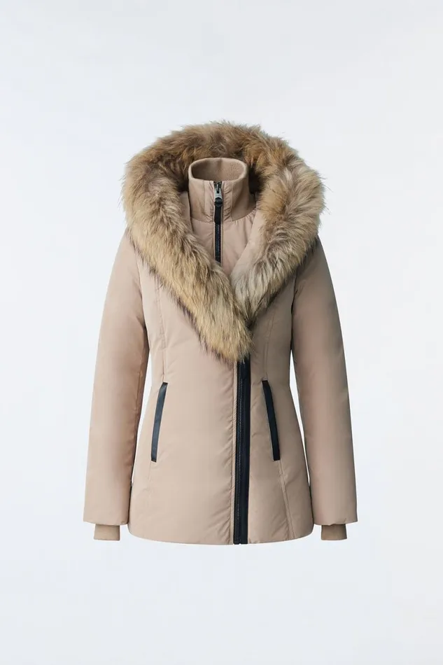 Downs and Jackets Women Mackage ADALI Down Coat With Natural Fur Signature Mackage Collar Black