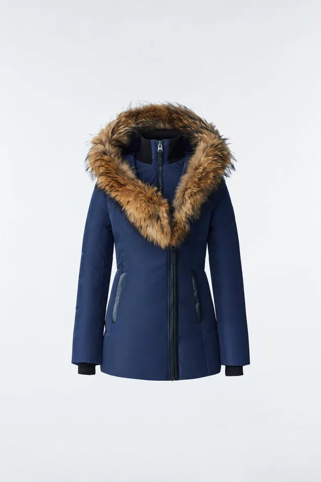 Downs and Jackets Women Mackage ADALI Down Coat With Natural Fur Signature Mackage Collar Black